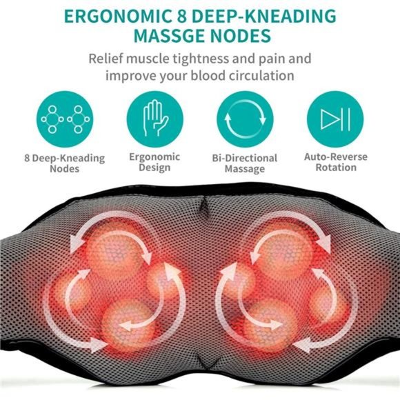 Neck and Back Massager with Soothing Heat, Electric Deep Tissue 3D Kneading - Picture 3 of 6